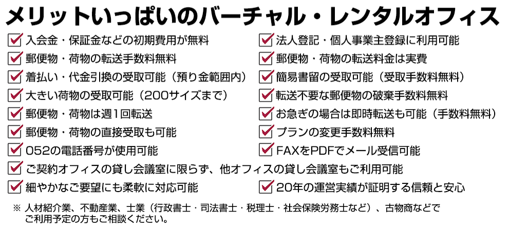 メリットいっぱいのバーチャル・レンタルオフィス